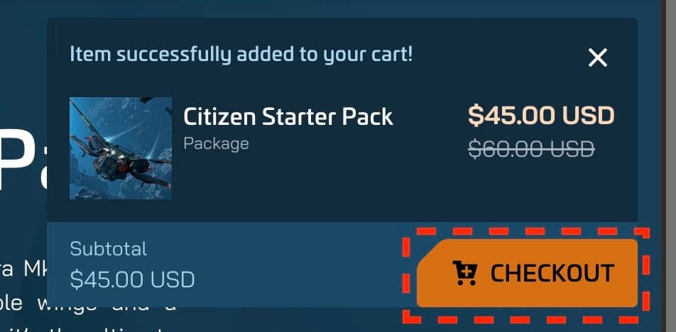 The Citizen Starter Pack product page on the pledge store with its Add to Cart button.