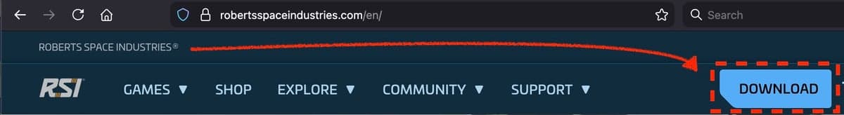 The DOWNLOAD button in the top navigation of the RSI website.